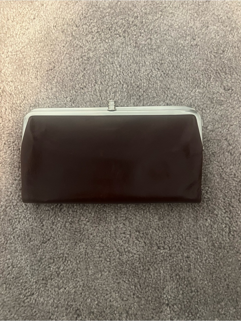 HOBO Dark Brown Clutch with Silver Frame